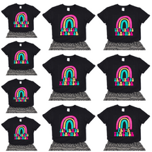 Load image into Gallery viewer, Rainbow Retro Teacher Black Tee (Multiple Options Available)
