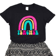 Load image into Gallery viewer, Rainbow Retro Teacher Black Tee (Multiple Options Available)
