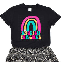 Load image into Gallery viewer, Rainbow Retro Teacher Black Tee (Multiple Options Available)

