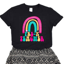 Load image into Gallery viewer, Rainbow Retro Teacher Black Tee (Multiple Options Available)
