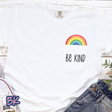 Load image into Gallery viewer, Be Kind Rainbow Pocket Tee (Multiple Options Available)
