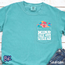 Load image into Gallery viewer, Mind Your Own Uterus Seafoam Pocket Tee
