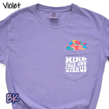 Load image into Gallery viewer, Mind Your Own Uterus Violet Pocket Tee
