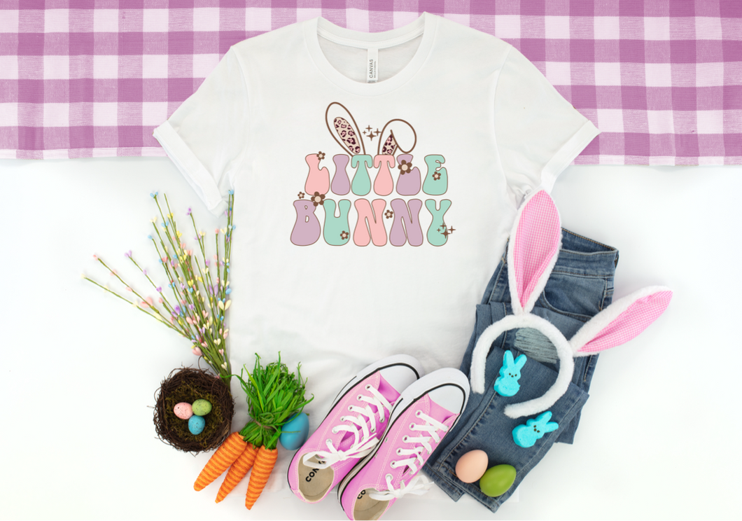 Little Bunny Retro Bunny White Tee (Youth)