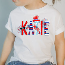Load image into Gallery viewer, Custom Patriotic Name White Tee (Youth/Toddler)
