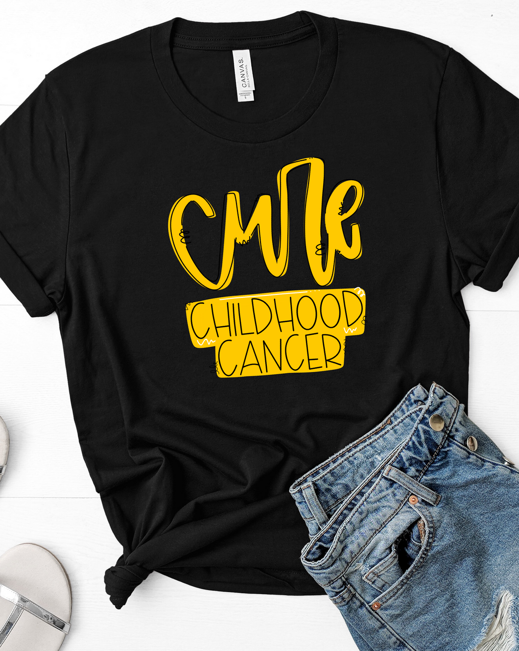 Cure childhood cancer black tee