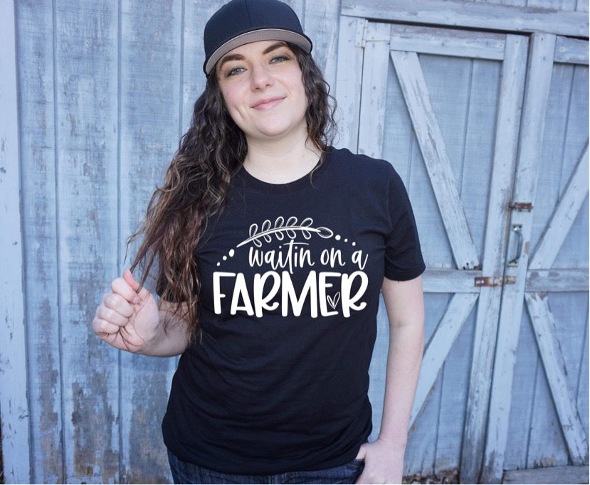 Waiting on a farmer Gildan soft style black