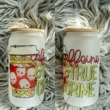 Load image into Gallery viewer, Caffeine and true crime Glass Can

